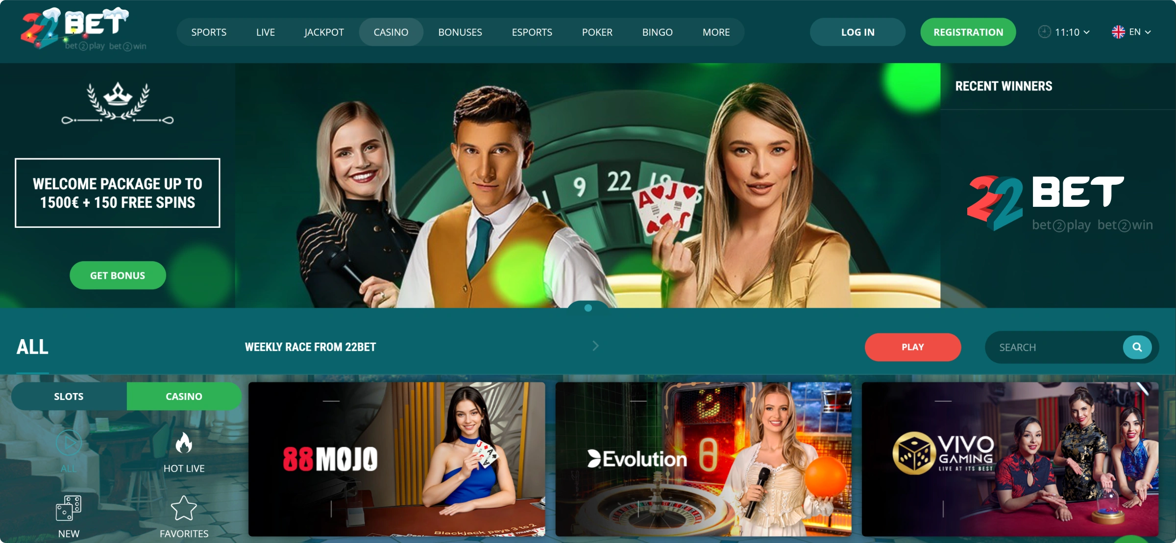 22Bet Live-spil