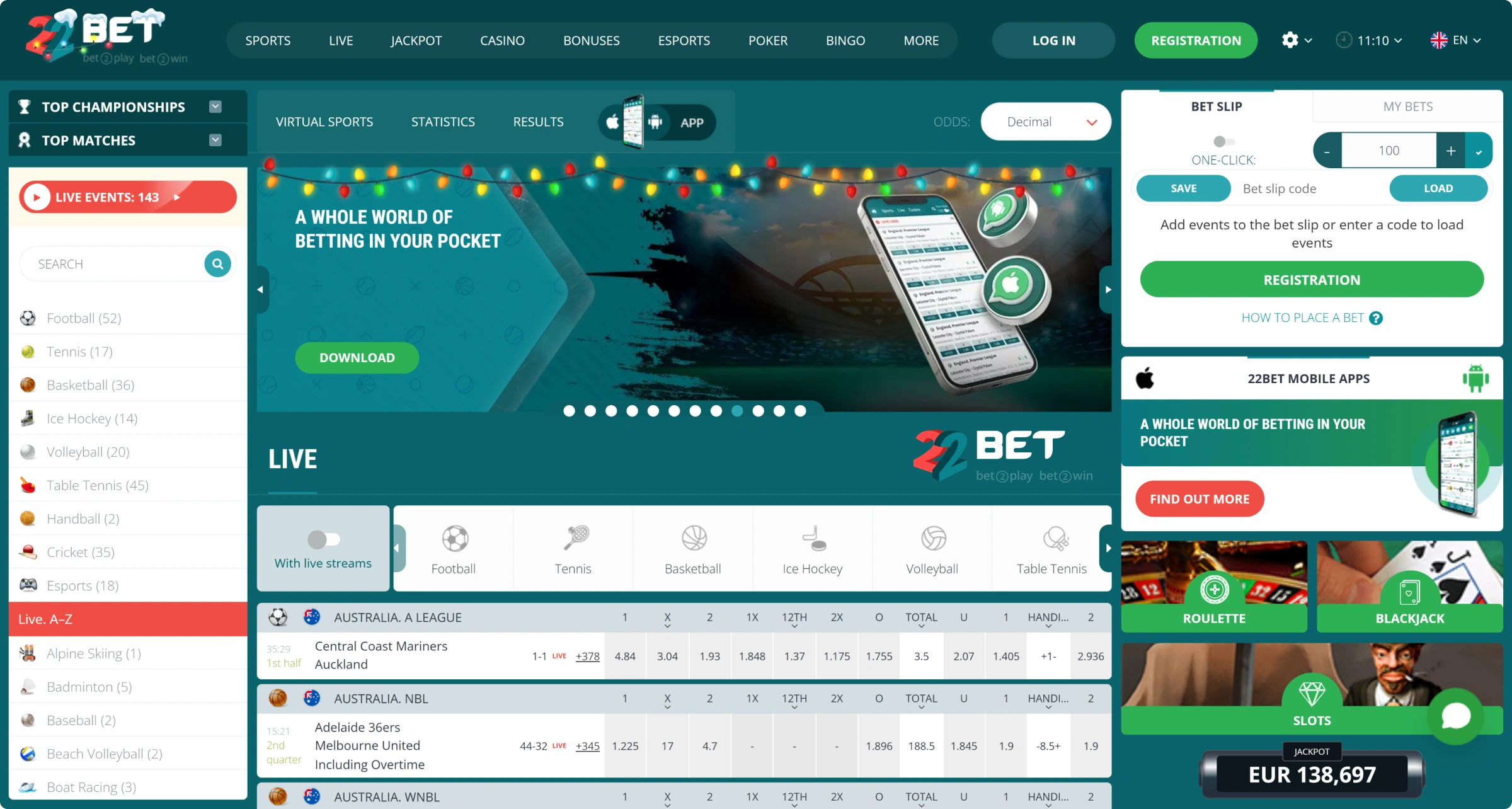22Bet Online Sportsvæddemål